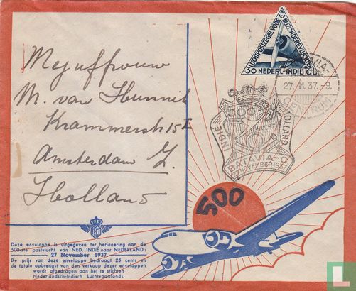 500th mail flight Netherlands-Batavia