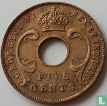 Afrique de l'Est 5 cents 1941 (sans marque d'atelier) - Image 2