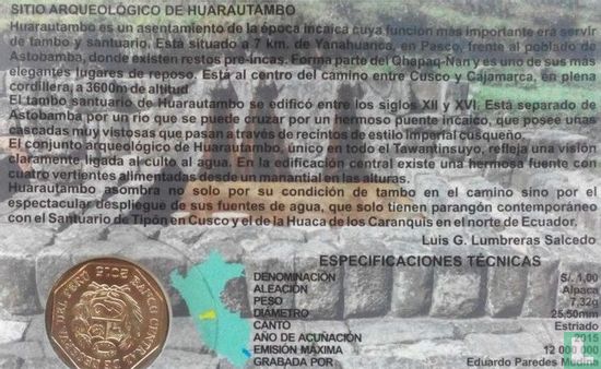 Peru 1 nuevo sol 2015 "Huarautambo archeological site" - Afbeelding 3
