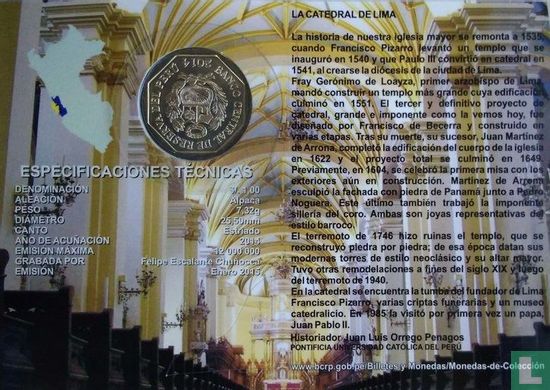Peru 1 nuevo sol 2014 (folder) "Lima Cathedral" - Image 2