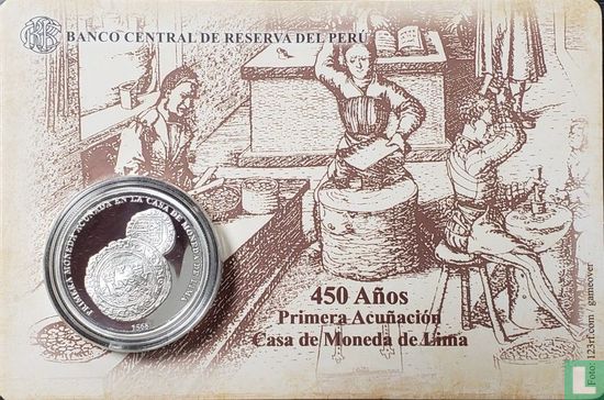 Peru 1 sol 2018 (PROOF - folder) "450 years First coin minted at Casa de Moneda de Lima" - Afbeelding 1