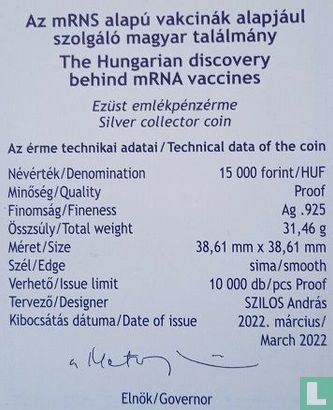 Hongrie 15000 forint 2022 (BE) "Honour the Hungarian invention providing the basis for mRNA-vaccines" - Image 3