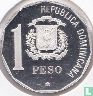 Dominikanische Republik 1 Peso 1990 (PP - Silber) "500th anniversary Discovery and evangelization of America" - Bild 2