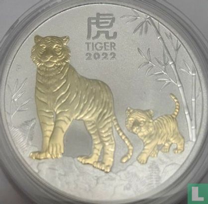 Australië 1 dollar 2022 (type 1 - gedeeltelijk verguld) "Year of the Tiger" - Afbeelding 1