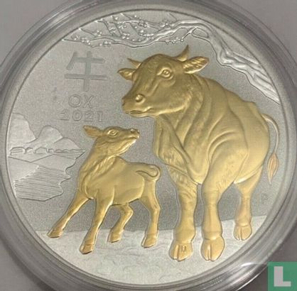 Australia 1 dollar 2021 (type 1 - partially gilded) "Year of the Ox" - Image 1