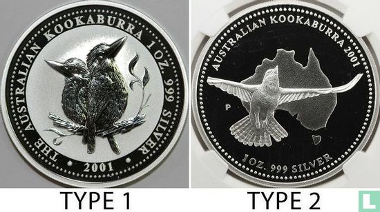 Australië 1 dollar 2001 (zonder privy merk) "Kookaburra" - Afbeelding 3