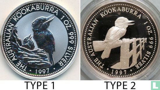 Australië 1 dollar 1997 (zonder privy merk) "Kookaburra" - Afbeelding 3