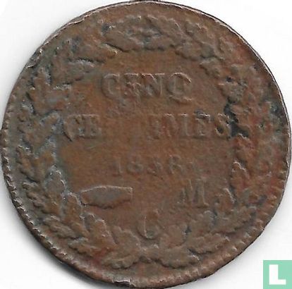 Monaco 5 centimes 1838 - Image 1