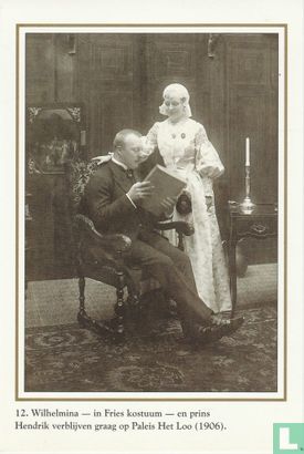 Wilhelmina - in Fries kostuum - en prins Hendrik verblijven graag op Paleis Het Loo (1906) - Image 1