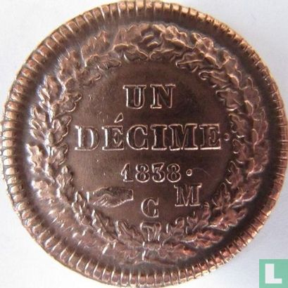 Monaco 1 décime 1838 (copper - type 1) - Image 1