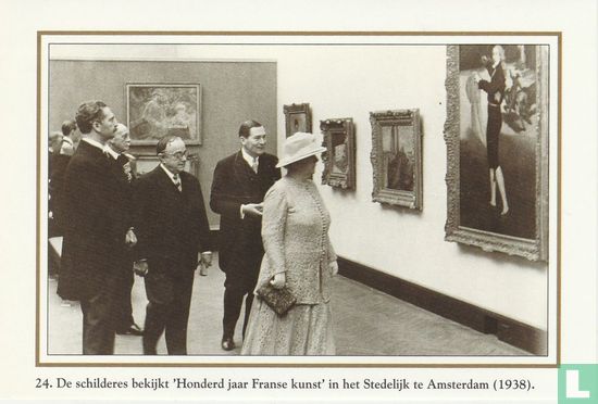 De schilderes bekijkt "Honderd jaar Franse kunst" in het Stedelijk te Amsterdam (1938) - Image 1