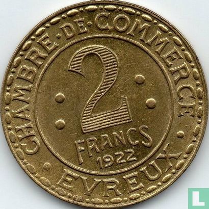 Evreux 2 francs 1922 - Image 1