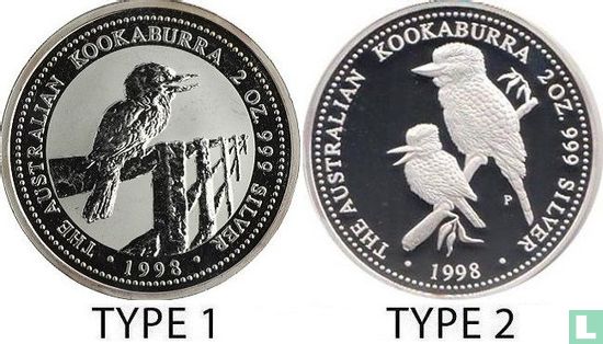 Australie 2 dollars 1998 (sans marque privy) "Kookaburra" - Image 3
