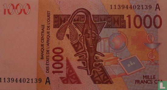 1000 Francs Etats d'Afrique de l'Ouest A (Côte d'Ivoire) - Image 1