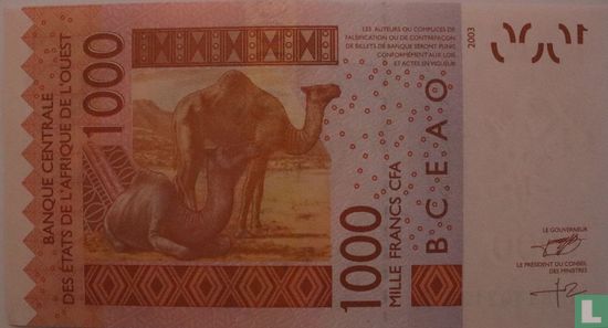1000 Francs Etats d'Afrique de l'Ouest A (Côte d'Ivoire) - Image 2