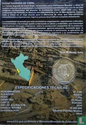 Peru 1 nuevo sol 2014 (folder) "Sacred city of Caral" - Image 2