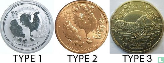 Australië 1 dollar 2017 (type 1 - gekleurd) "Year of the Rooster" - Afbeelding 3