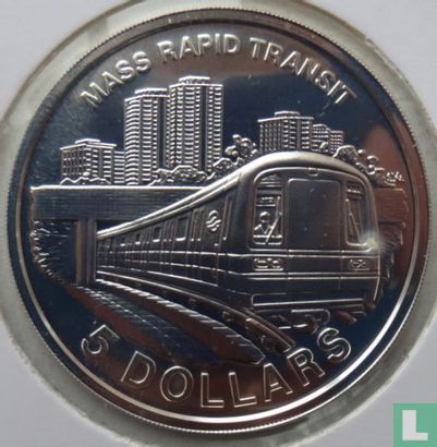 Singapore 5 dollars 1989 (PROOF) "Mass Rapid Transit" - Afbeelding 2