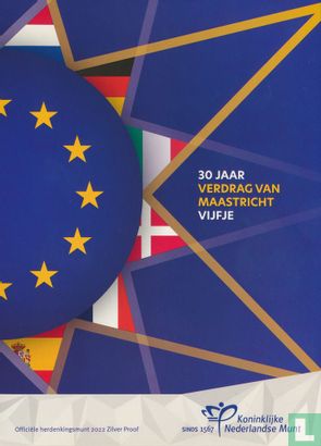 Netherlands 5 euro 2022 (PROOF - folder) "30 years Maastricht Treaty" - Image 1