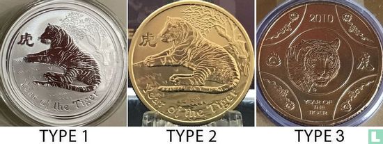 Australië 1 dollar 2010 (type 1 - gekleurd) "Year of the Tiger" - Afbeelding 3