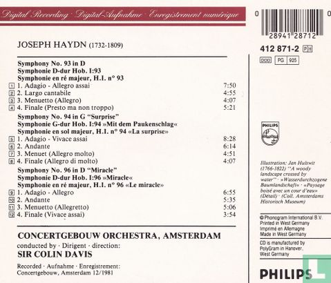 Haydn    Symphonies 93, 94 and 96 - Afbeelding 2