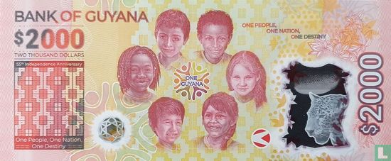 Guyana 2000 Dollars "55 Years of Independence" - Afbeelding 2
