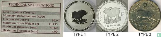 Australië 1 dollar 2007 (PROOF - type 2) "Year of the Pig" - Afbeelding 3
