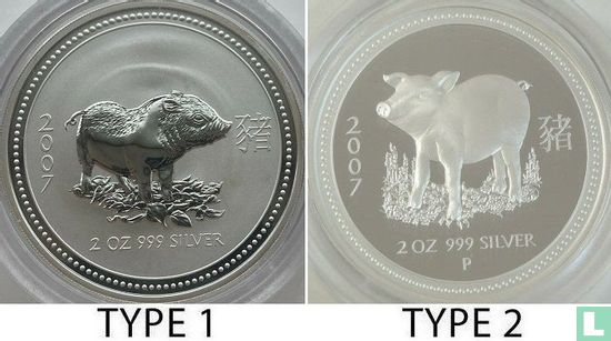 Australie 2 dollars 2007 (non coloré) "Year of the Pig" - Image 3