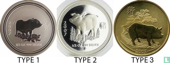 Australie 50 cents 2007 (type 1 - non coloré) "Year of the Pig" - Image 3