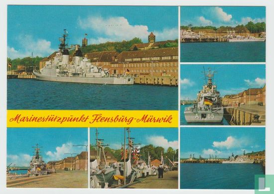 Navy base Marinestützpunkt Flensburg Mürwik Warships Postcard - Afbeelding 1
