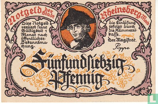 Rheinsberg 75 Pfennig - Afbeelding 1