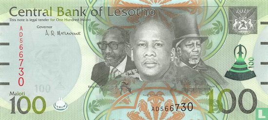 Lesotho 100 Maloti 2021 - Image 1