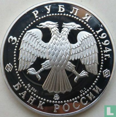 Russia 3 rubles 1994 (PROOF) "Sable" - Image 1