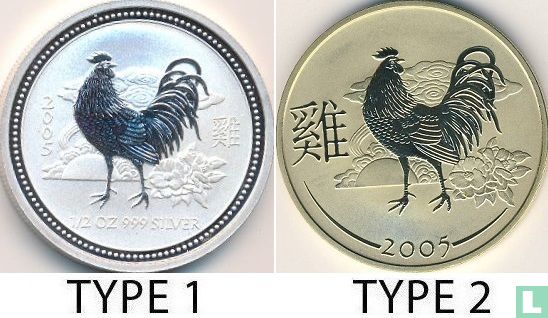Australië 50 cents 2005 (type 1 - kleurloos) "Year of the Rooster" - Afbeelding 3