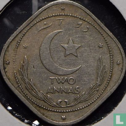 Pakistan 2 annas 1949 (avec point) - Image 2