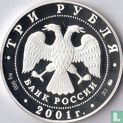 Russia 3 rubles 2001 (PROOF) "40 years First man in space - Yuri Gagarin" - Image 1