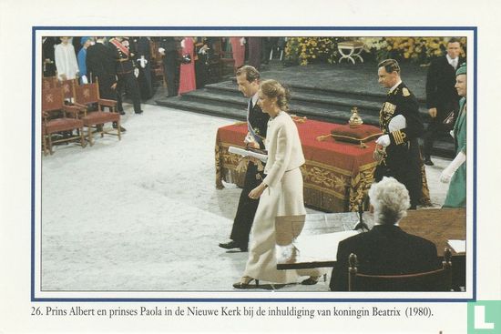 Prins Albert en prinses Paola in de Nieuwe Kerk bij de inhuldiging van koningin Beatrix (1980) - Image 1