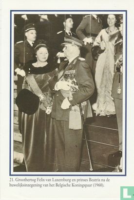 Groothertog Felix van Luxemburg en prinses Beatrix na de huwelijksinzegening van het Belgische Koningspaar (1960) - Afbeelding 1