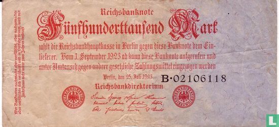 Allemagne 500 000 Mark 1923 (P.92 - Ros.91a) - Image 1
