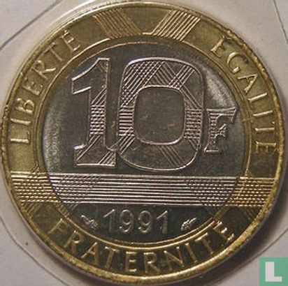 France 10 francs 1991 (medal alignment) - Image 1