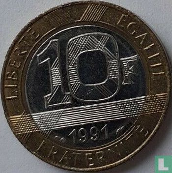 Frankreich 10 Franc 1991 (Wendeprägung) - Bild 1