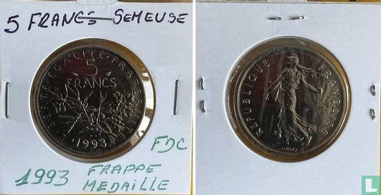 France 5 francs 1993 (medal alignment) - Image 3