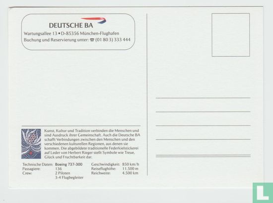 Boeing 737-300 Airplane  Deutsche Ba Airline Aviation Postcard - Image 2