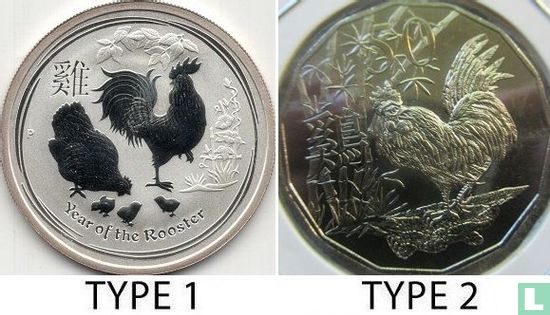 Australië 50 cents 2017 (type 1 - kleurloos) "Year of the Rooster" - Afbeelding 3