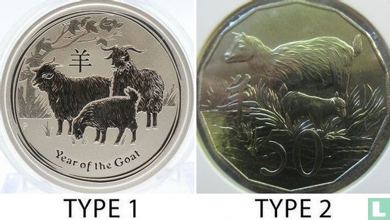 Australië 50 cents 2015 (type 1 - kleurloos) "Year of the Goat" - Afbeelding 3