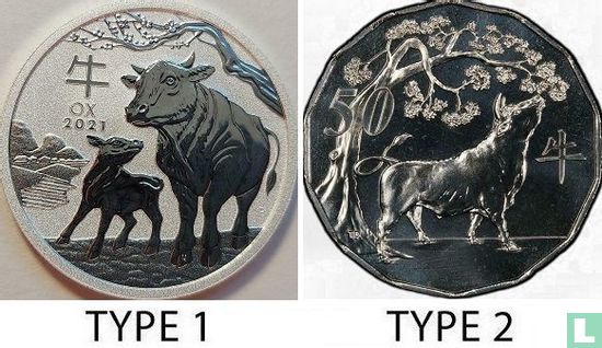 Australia 50 cents 2021 (type 1 - colourless) "Year of the Ox" - Image 3