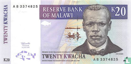 Malawi 20 Kwacha 1997 - Afbeelding 1
