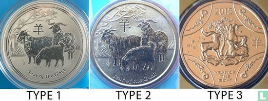 Australië 1 dollar 2015 (type 1 - kleurloos - zonder privy merk) "Year of the Goat" - Afbeelding 3