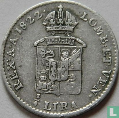 Lombardije-Venetië ¼ lira 1822 (V) - Afbeelding 1
