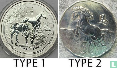Australië 50 cents 2014 (type 1 - kleurloos) "Year of the Horse" - Afbeelding 3